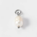 Irregular natural freshwater pearl pendant with silver metal loop accessory - 7x18mm Silver Small