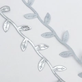 Silver leaf embossed ribbon with metallic and matte finish for Christmas gift wrapping - Leaf / 3cm*10 Yards / Silver