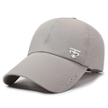 Light gray breathable sports baseball cap with side perforations and letter embroidery - Adjustable / Gray