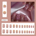 Roze gradiënt French persnagels met 3D-bloembladen en gouden kralenaccenten - 3D Bloemenstijl met Lijm (Z1011)