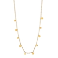 Minimalist gold stainless steel necklace featuring evenly spaced circular charms - Round Disc Style (XN401-7)