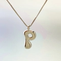 Polished silver balloon bubble letter P pendant on a delicate box chain necklace - Letter P / Silver
