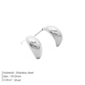 Minimalist 10x5mm silver stainless steel drop earrings with half-round arc design - Steel