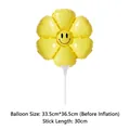 Gelber Blumenballon mit Smiley, 33,5x36,5 cm groß, inklusive weißem Kunststoffstab - Hand-Gänseblümchen Mit Haltestab / Macaron Gelb