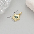 Detail view showing gold flower pendant dimensions 15.2mm x 10.4mm with green zircon - Five-Petal Flower / Gold + Green (H-11665)