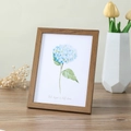 Brown wooden picture frame featuring watercolor hydrangea art and inspirational quote - Beech Color