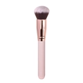 Professional pink blush brush with rose gold ferrule and soft synthetic bristles - Round Powder Brush - Pink Handle (Concave Ferrule)