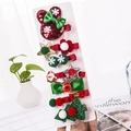 Christmas hair clip set for kids featuring reindeer, Santa and tree designs on a card - 10-Piece Red Rabbit Set