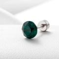 Sparkling forest green zircon stud earring with silver titanium steel screw back - Green 6.2MM(A013-6#)