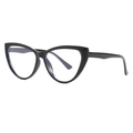 Classic glossy black cat eye glasses frames with anti-blue light clear lenses - Bright Black