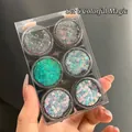 Set of 6 glitter gel jars with stars and hearts for stage makeup in colorful illusion - Set 6# Colorful Iridescent