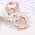 Elegant S925 sterling silver rose gold hoop earrings with sparkling cubic zirconia - Rose Gold