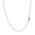 Delicate stainless steel chain necklace with turquoise colored enamel square beads - Aqua