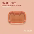 Piccolo portapillole rosso a 3 scomparti con coperchi a chiusura sicura - Piccolo 3 Griglie Rosso
