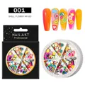 Mixed fruit and floral polymer clay nail art slices in a 6-grid rotary wheel container - Mixed Fimo Slices Wheel (001)