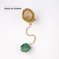SUS304 stainless steel tea infuser with raw ruby zoisite gemstone pendant - Ruby Zoisite (Gold)