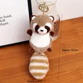 Simpatico portachiavi procione in peluche con chiusura dorata e coda a strisce 18.5cm - Marrone (con portachiavi dorato)