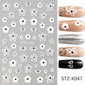 White flower and bow nail art stickers set with butterfly wing designs style STZ-X047 - STZ-X047 White Flowers Bow