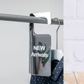 Silver mirror acrylic clothes hanger tag with NEW Arrivals text for clothing stores - Silver Mirror
