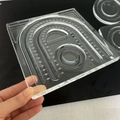 Macro view of clear acrylic jewelry measuring board with precise numbered scales - 19.5*19.5cm Bead Design Board with Scale