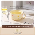 750ml ceramic ramen bowl with colorful polka dots and 15.3cm inner diameter size - 7 Inch Single Noodle Bowl - Creamy Yellow Colorful Dots