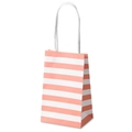 Pink and white striped mini paper gift bag with white twisted handles for packaging - Pink