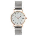 Fashionable quartz watch with rose gold case and silver elastic metal expansion band - Gray