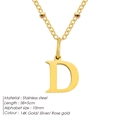 Gold stainless steel necklace featuring letter D pendant and elegant bead chain design - Letter D / Gold