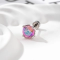 Ohrstecker aus Titanstahl mit hellblauem Kristall im Rosenschliff und Schraubverschluss - Dornenrose - Rosa-Blau-Verlauf (Einzelstück)