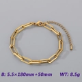 Minimalist 5.5mm golden stainless steel paperclip chain bracelet with adjustable clasp - Paperclip Chain - Gold Color