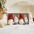 Set of 4 Christmas gnome ornaments with red knitted hats and long white beards 9cm - Red & Grey Knitted Hanging 4-Piece Set Style H