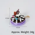 Porte-clés donut violet réaliste avec chocolat et perles, taille 4,5 cm, poids 34 g - Décoration beignet noix (avec chaîne à billes dorée) / 4.50cm / Marron