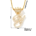 Gold plated crown letter Y necklace with zircon crystals, dimensions 3.2cm by 2cm - Y Style (N00203J-G--Y)