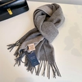 Thick 100% Australian wool scarf in grey with long tassels and branded tags - G0304 Grey