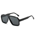 Klassische schwarze quadratische Pilotenbrille für Herren mit dunklen Gläsern - Schwarzer Rahmen Graue Gläser