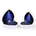 Scatola ad anello a cuore bianca con LED blu e interno in velluto nero per gioielli - Alloggiamento per anello singolo / Bianco