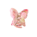 Pinza de pelo mariposa rosa jaspeada hecha de acetato brillante y resina de alta calidad - Embalaje Individual / Rosa Mariposa 6.5cm