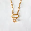 Collana a catena graffetta in acciaio inossidabile placcato oro 14K con lettera Q - Lettera Q