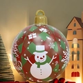 Inflatable red and green plaid Christmas ball with snowman prints and golden hook - Large New Red & Green Plaid