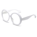 Oversized ronde witte brilmontuur voor dames met een glanzende afwerking en retro design - Lichtwit