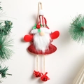 Ciondolo gnomo di Natale con cappello a righe rosse gambe lunghe e campanellini - Gnomo di Natale Rosso