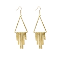 Golden multi-layered geometric fringe earrings with matte textured metallic finish - Triangle Tassel / Gold