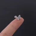 16G butterfly stud earring in 316L stainless steel with white zircon and screw back - Butterfly Shape (9#) / Silver