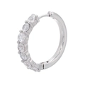 Pendientes de aro redondos plateados con siete piedras de circonita microincrustadas en blanco - Platino Circonita Blanca