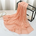 Elegant peach orange chiffon headscarf and shawl draped on a geometric metal rack - 175cmx70cm / Light Pink