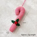 Christmas striped candy cane ornament with red berries and green leaves on plush background - Stripe Style
