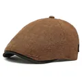 Casquette plate classique marron foncé et noir avec texture maille gaufrée - Réglable / Café