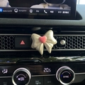 Elegant pearl white bow vent clip car air freshener with a soft pink heart accent - Pearly Heart Bow (No Scent)