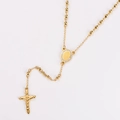 Collier chapelet doré avec médaille de la Vierge en cristal et pendentif crucifix - Style Médaille Vierge Marie Strass - Or
