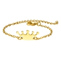 Minimalist gold-plated stainless steel bracelet featuring a polished crown charm on O-chain - Gold Crown